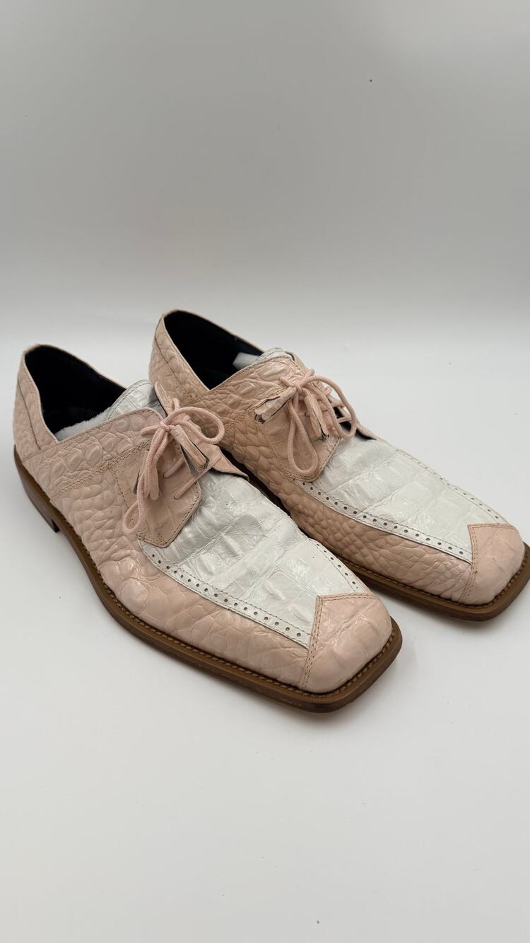Giorgio Brutini Shoes Mens 13M Beige White Croc Embossed Leather Square Toe